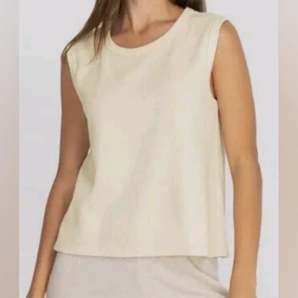 Johnny Was Cream Calme Scoop Neck Tank Top Size S - Picture 4 of 4